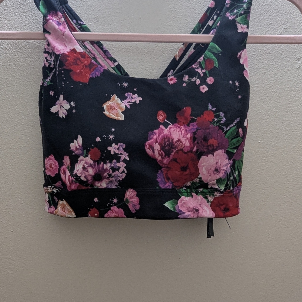 Victoria's Secret Floral Sports Bra - Black and Pink